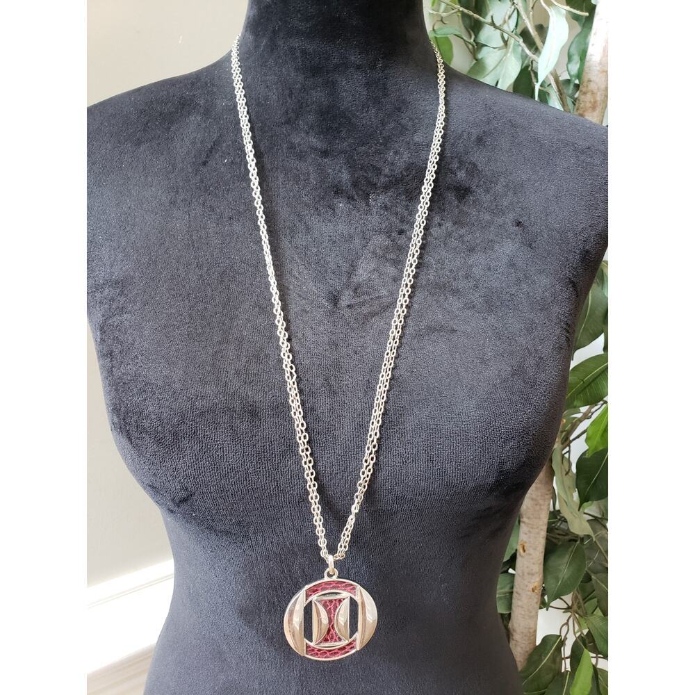Women's White House Black Market Red Enamel Pendant Necklace Bracelet Earrings